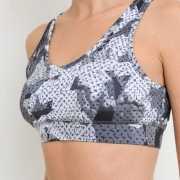 NWT MONO B Sports Bra Abstract Camo Black/Gray/White SIZES MEDIUM & LARGE - Picture 2 of 15